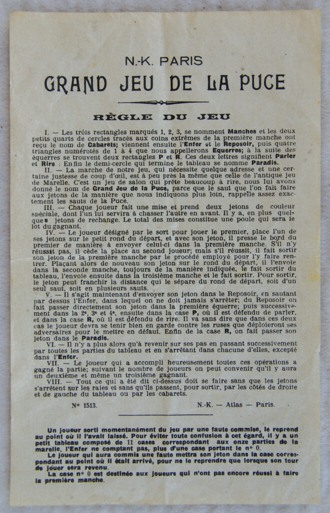 Tucker Tw ID • ATL-02v2 — AGPI ID • G-36773c2 — publisher • N. K. Atlas, Paris — title • GRAND JEU DE LA PUCE — notes • Publisher catalog number: 1513.