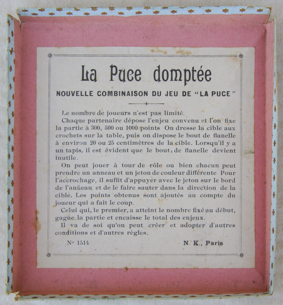 Tucker Tw ID • ATL-05c1 — AGPI ID • G-36776c1 — publisher • N. K. Atlas (Paris) — title • LA PUCE DOMPTÉE - COMBINAISON NOUVELLE DU JEU DE LA PUCE — notes • Publisher catalog number: 1514.