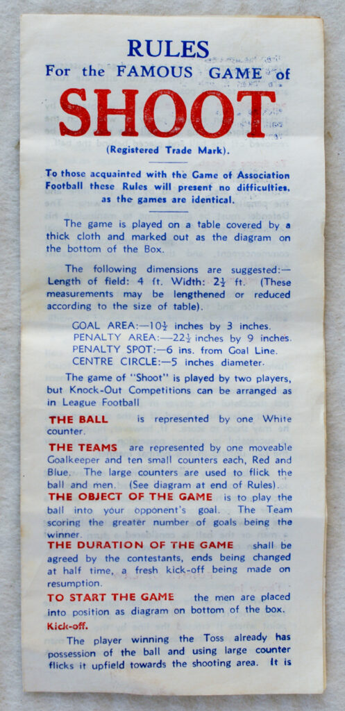 Tucker Tw ID • BER-03c1 — AGPI ID • G-30437c1 — publisher • Berwick (Liverpool, England) — title • "SHOOT" - THE FAMOUS INDOOR FOOTBALL GAME — notes • Registered trademark: SHOOT.