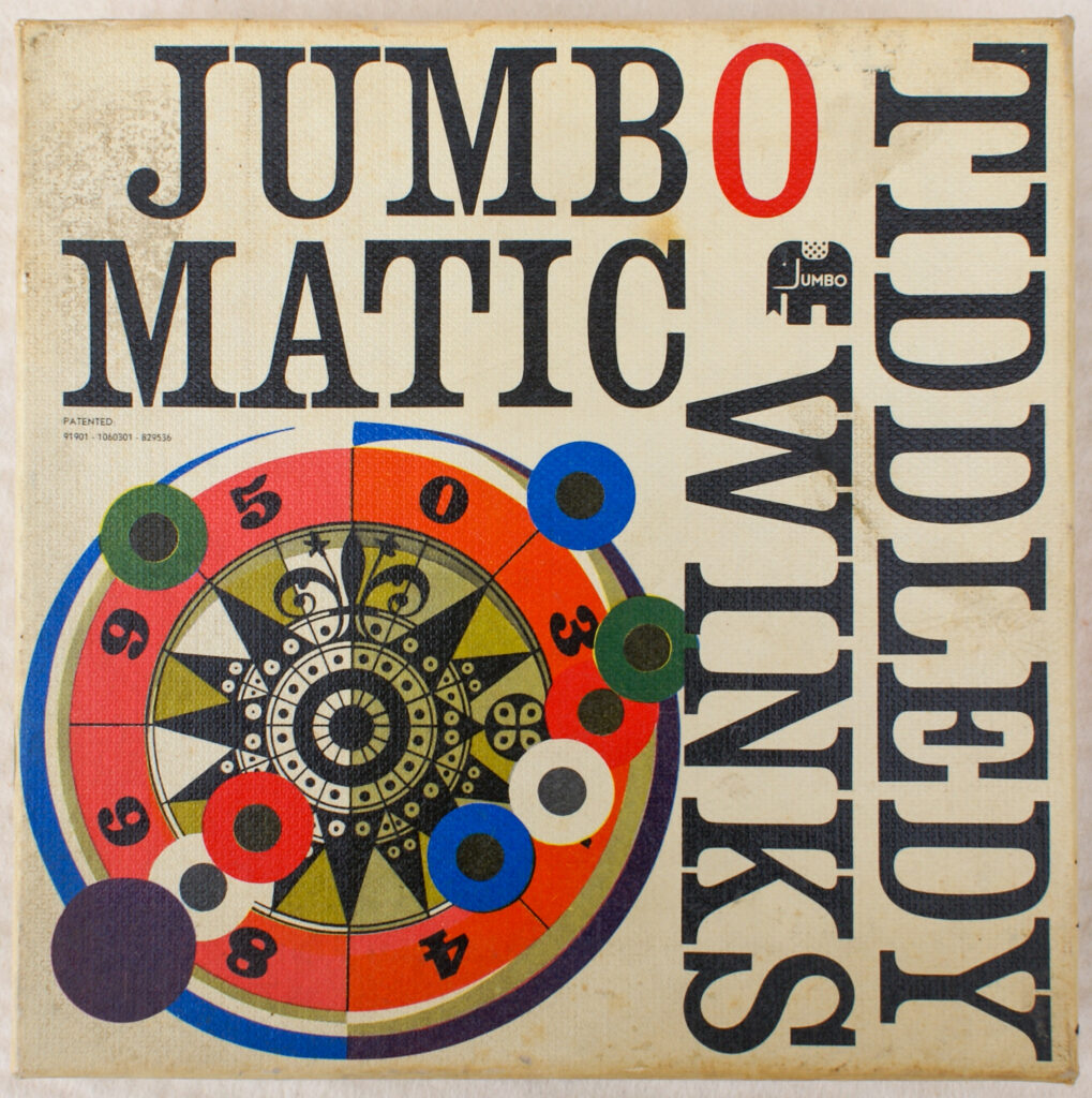 Tucker Tw ID • JUM-02c1 — AGPI ID • G--30825c1 — publisher • Jumbo — title • JUMBO MATIC TIDDLEDY WINKS — notes • Publisher catalog number: 112.
