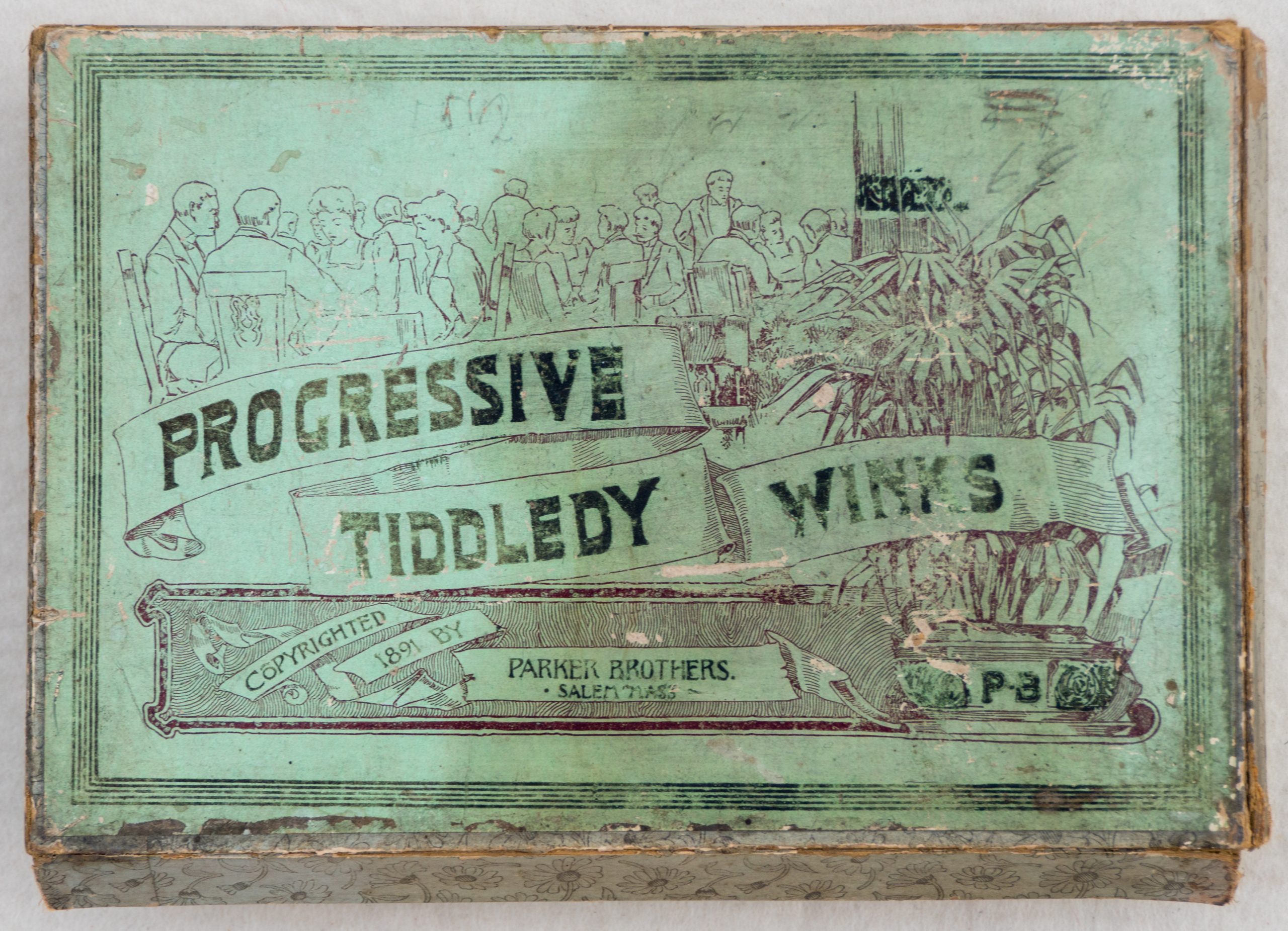 Tucker Tw ID • PBR-19c2 — publisher • Parker Brothers — title • PROGRESSIVE TIDDLEDY WINKS