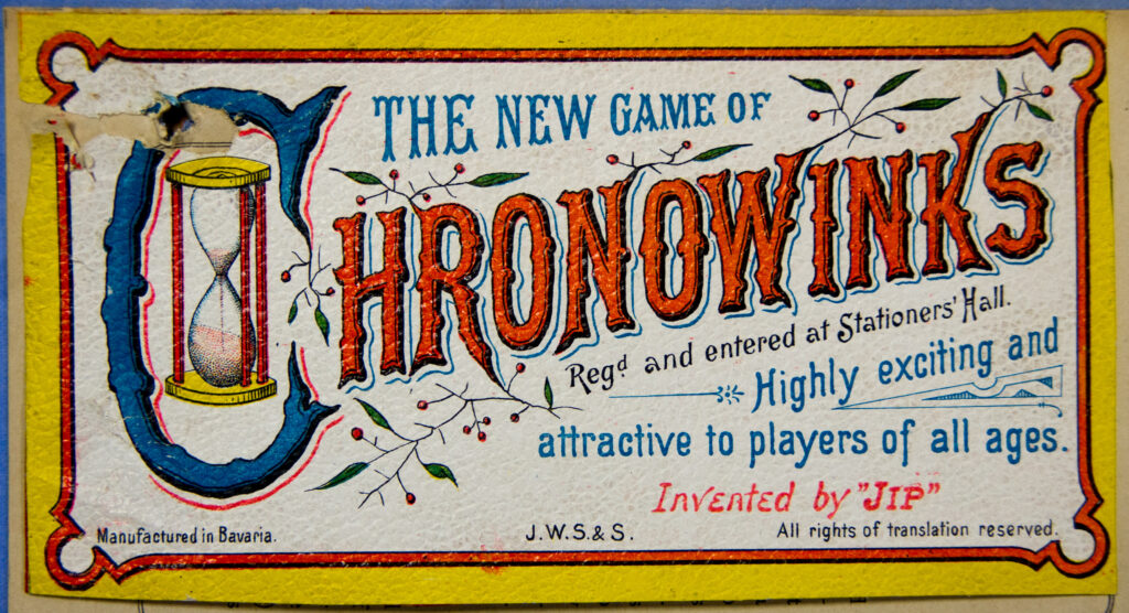 Tucker Tw ID • SPE-73 — publisher • J. W. Spear & Sons — title • THE NEW GAME OF CHRONOWINKS