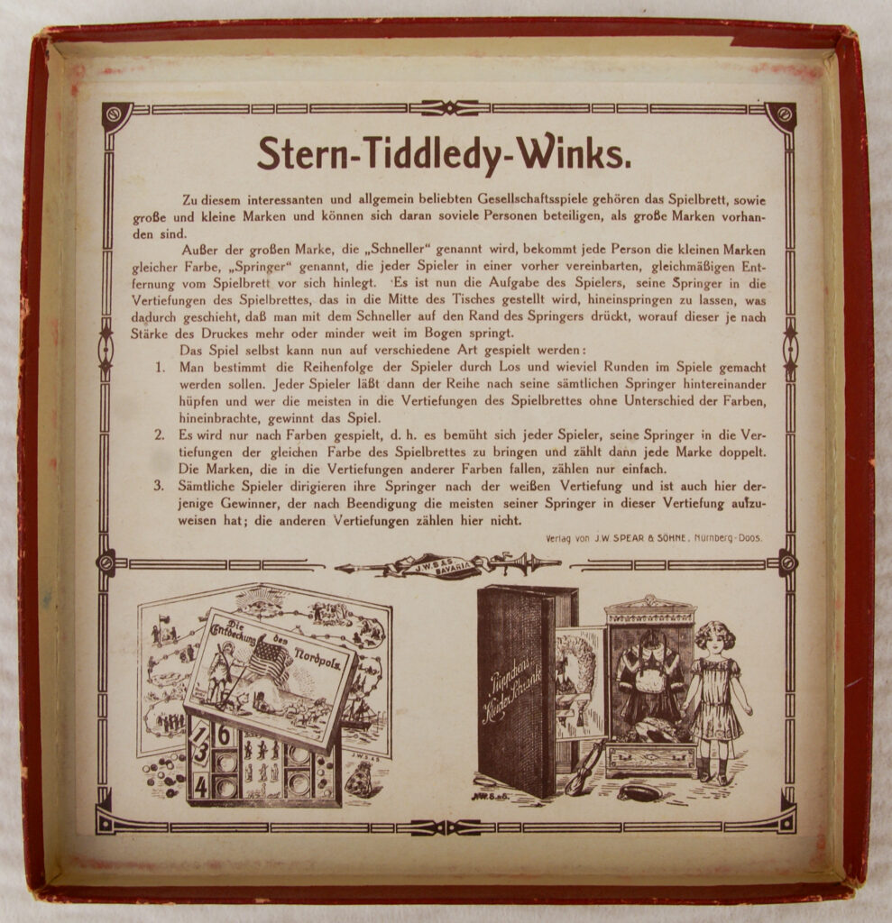 Tucker Tw ID • SPE-74c1 — publisher • J. W. Spear & Söhne (Nürnberg, — title • Stern Tiddledy Winks