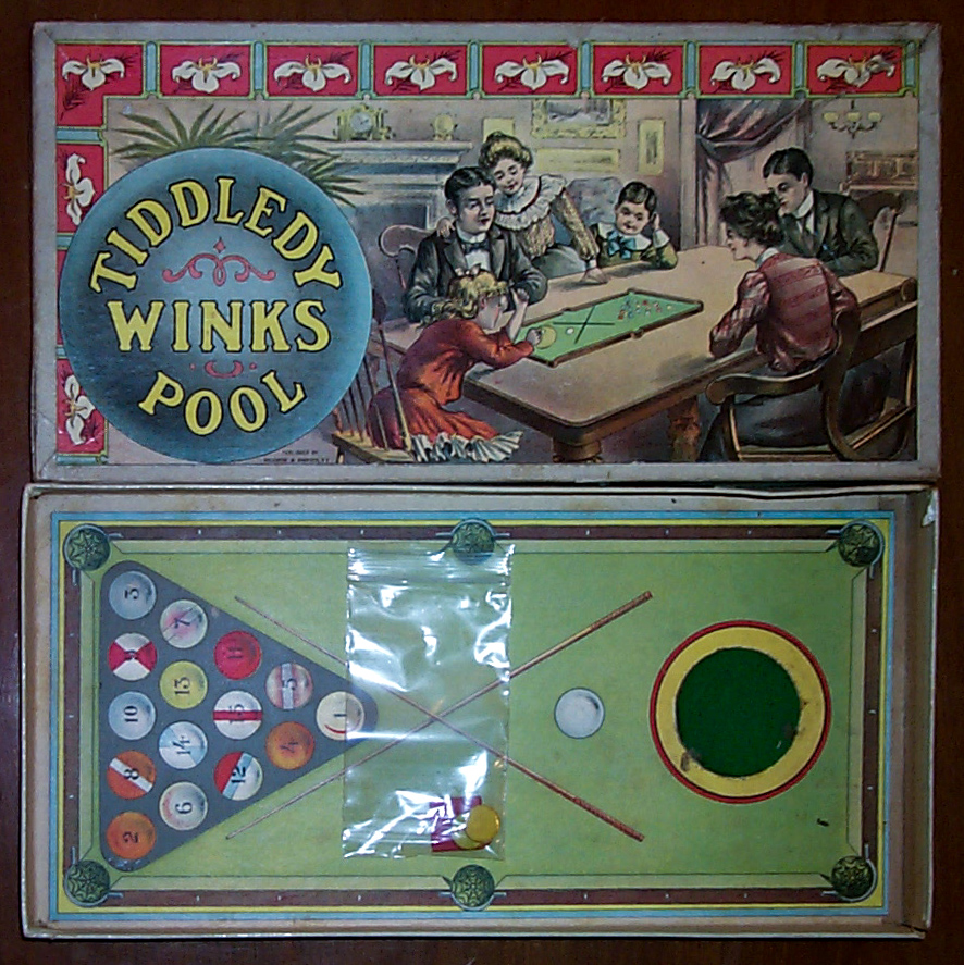 Tucker Tw ID • SRI-18 — AGPI ID • G-30683 — publisher • Rick Tucker — title • TIDDLEDY WINKS POOL — notes • Selchow & Righter — keywords • Selchow & Righter, billiards, game, game cover and contents, gc-image, pool, publisher, sport, tiddledy winks, tiddley winks, tiddly winks, tiddlywinks, tidleywinks